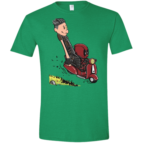 T-Shirts Heather Irish Green / S Calvin & Deadpool Men's Semi-Fitted Softstyle