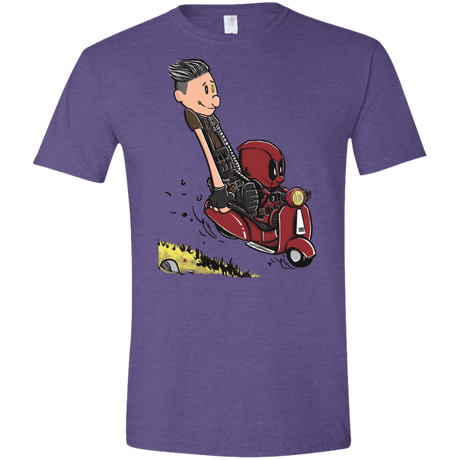 T-Shirts Heather Purple / S Calvin & Deadpool Men's Semi-Fitted Softstyle