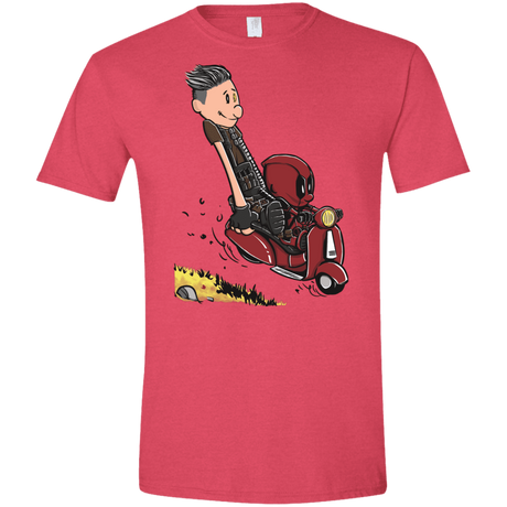 T-Shirts Heather Red / S Calvin & Deadpool Men's Semi-Fitted Softstyle