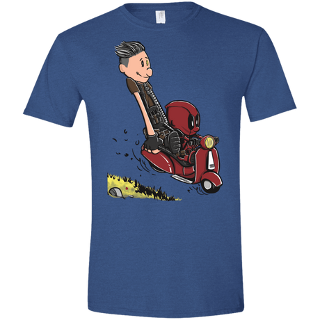 T-Shirts Heather Royal / X-Small Calvin & Deadpool Men's Semi-Fitted Softstyle