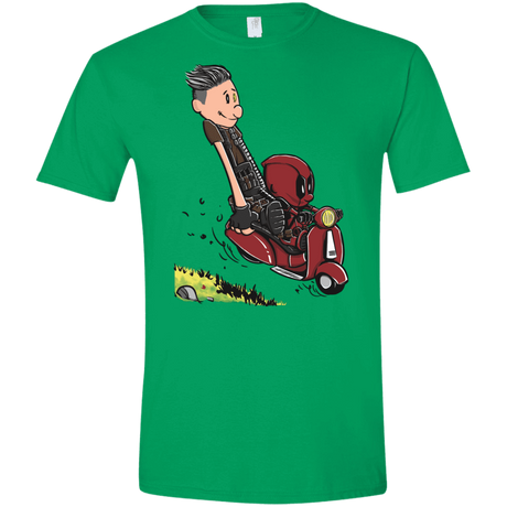 T-Shirts Irish Green / S Calvin & Deadpool Men's Semi-Fitted Softstyle