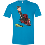 T-Shirts Sapphire / S Calvin & Deadpool Men's Semi-Fitted Softstyle