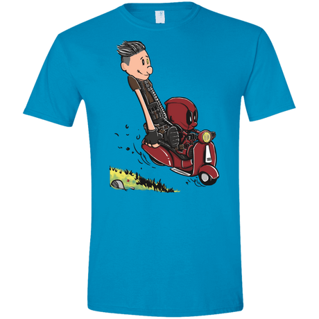 T-Shirts Sapphire / S Calvin & Deadpool Men's Semi-Fitted Softstyle