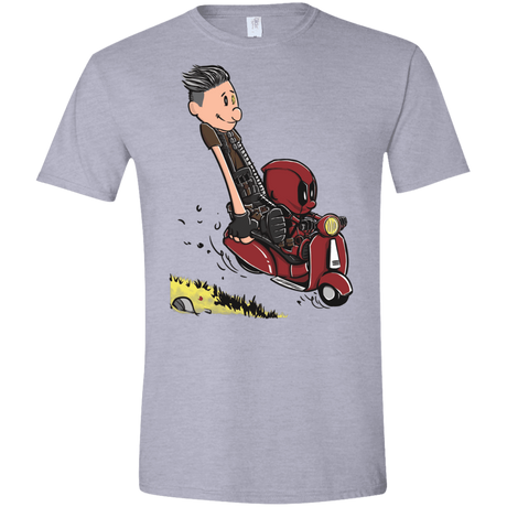 T-Shirts Sport Grey / X-Small Calvin & Deadpool Men's Semi-Fitted Softstyle