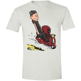 T-Shirts White / X-Small Calvin & Deadpool Men's Semi-Fitted Softstyle