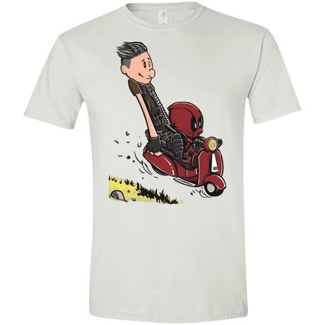 T-Shirts White / X-Small Calvin & Deadpool Men's Semi-Fitted Softstyle
