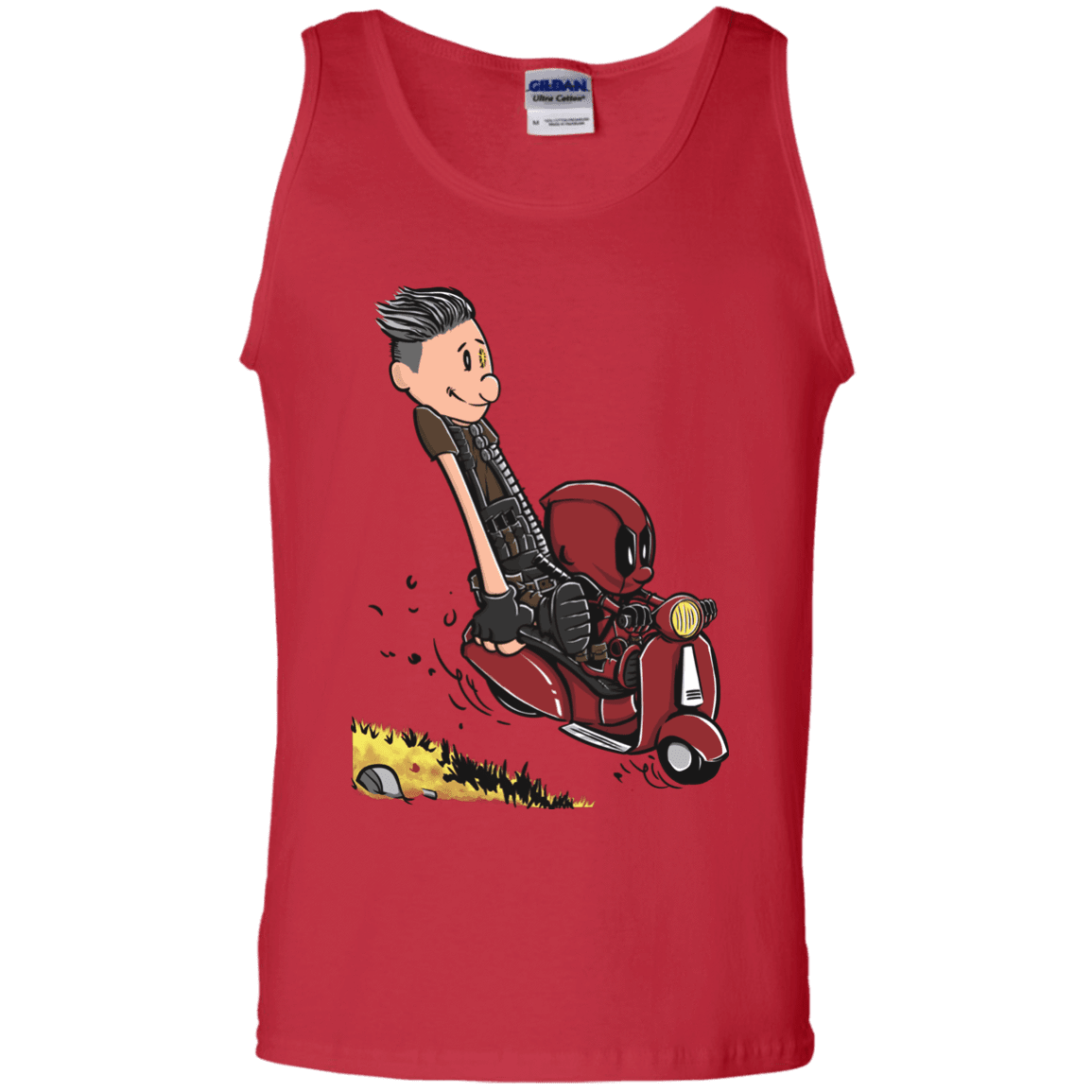 T-Shirts Red / S Calvin & Deadpool Men's Tank Top