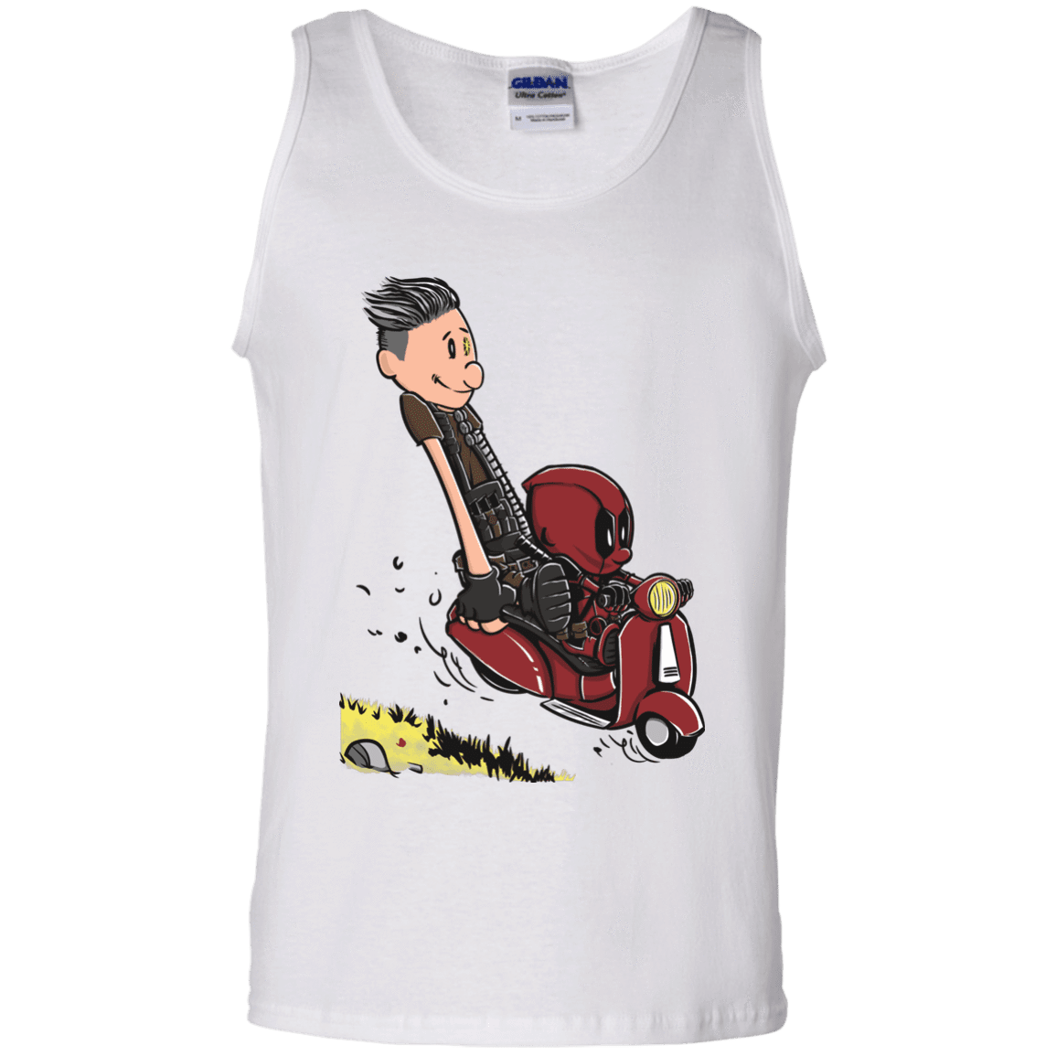 T-Shirts White / S Calvin & Deadpool Men's Tank Top