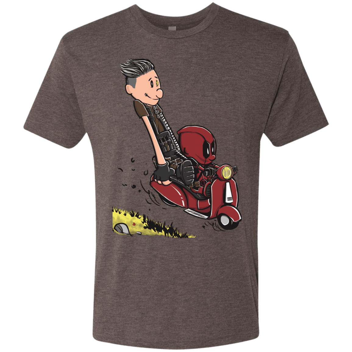 T-Shirts Macchiato / S Calvin & Deadpool Men's Triblend T-Shirt