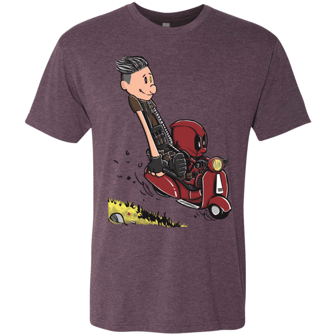T-Shirts Vintage Purple / S Calvin & Deadpool Men's Triblend T-Shirt