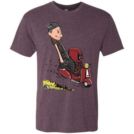 T-Shirts Vintage Purple / S Calvin & Deadpool Men's Triblend T-Shirt