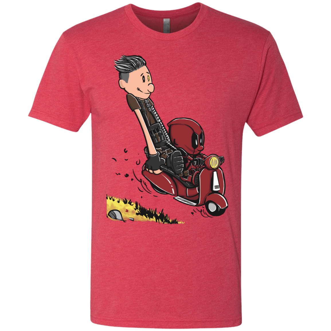 T-Shirts Vintage Red / S Calvin & Deadpool Men's Triblend T-Shirt