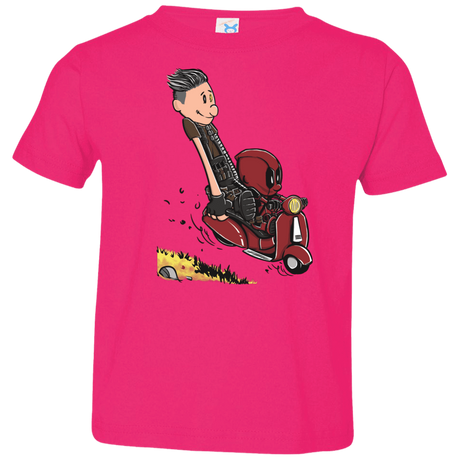 T-Shirts Hot Pink / 2T Calvin & Deadpool Toddler Premium T-Shirt