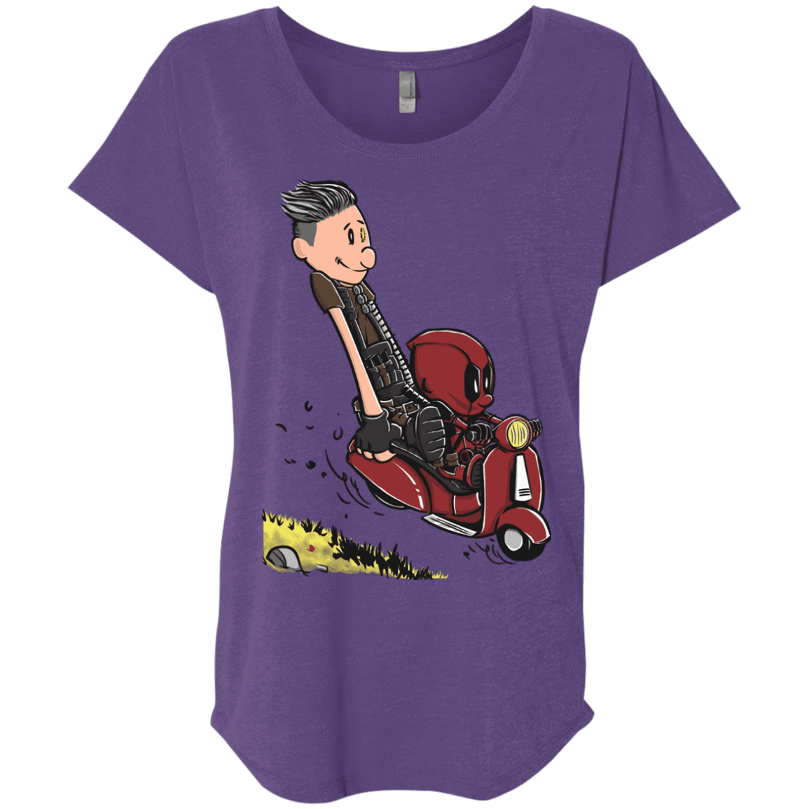 T-Shirts Purple Rush / X-Small Calvin & Deadpool Triblend Dolman Sleeve