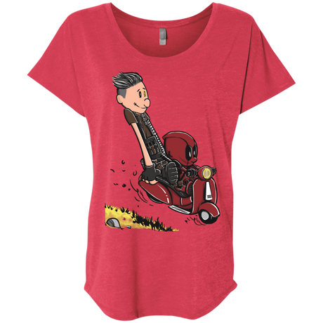 T-Shirts Vintage Red / X-Small Calvin & Deadpool Triblend Dolman Sleeve