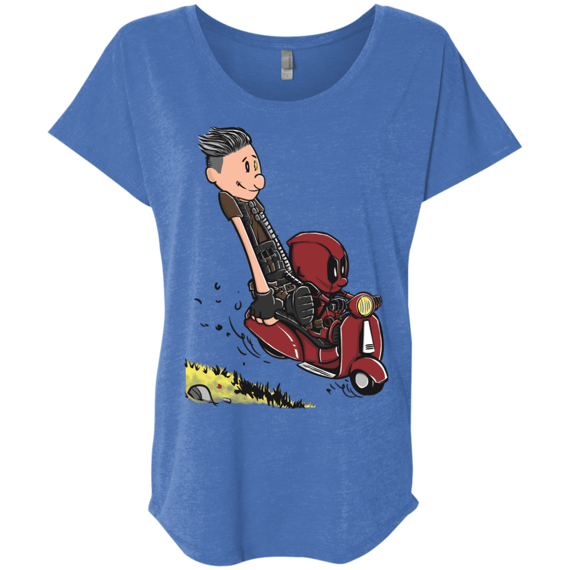 T-Shirts Vintage Royal / X-Small Calvin & Deadpool Triblend Dolman Sleeve