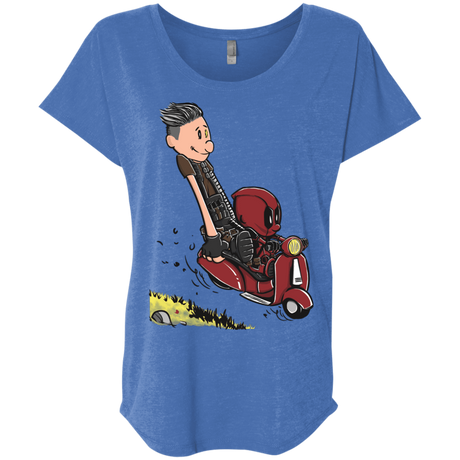 T-Shirts Vintage Royal / X-Small Calvin & Deadpool Triblend Dolman Sleeve