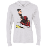 T-Shirts Heather White / X-Small Calvin & Deadpool Triblend Long Sleeve Hoodie Tee