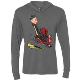 T-Shirts Premium Heather / X-Small Calvin & Deadpool Triblend Long Sleeve Hoodie Tee