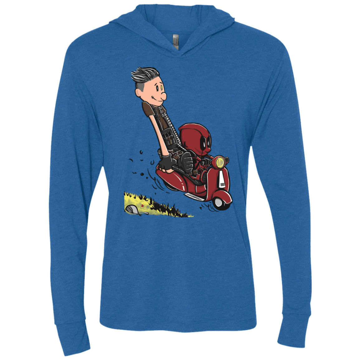 T-Shirts Vintage Royal / X-Small Calvin & Deadpool Triblend Long Sleeve Hoodie Tee