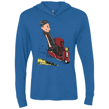 T-Shirts Vintage Royal / X-Small Calvin & Deadpool Triblend Long Sleeve Hoodie Tee