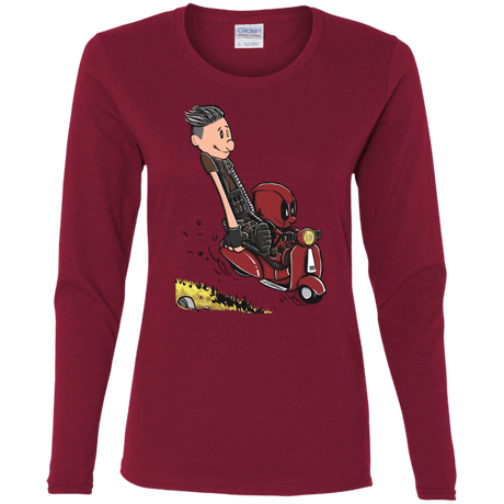 T-Shirts Cardinal / S Calvin & Deadpool Women's Long Sleeve T-Shirt