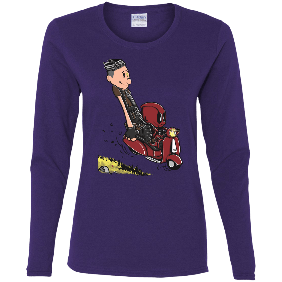 T-Shirts Purple / S Calvin & Deadpool Women's Long Sleeve T-Shirt