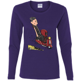T-Shirts Purple / S Calvin & Deadpool Women's Long Sleeve T-Shirt