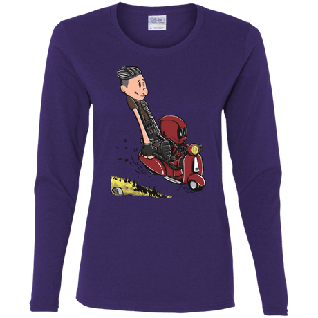 T-Shirts Purple / S Calvin & Deadpool Women's Long Sleeve T-Shirt