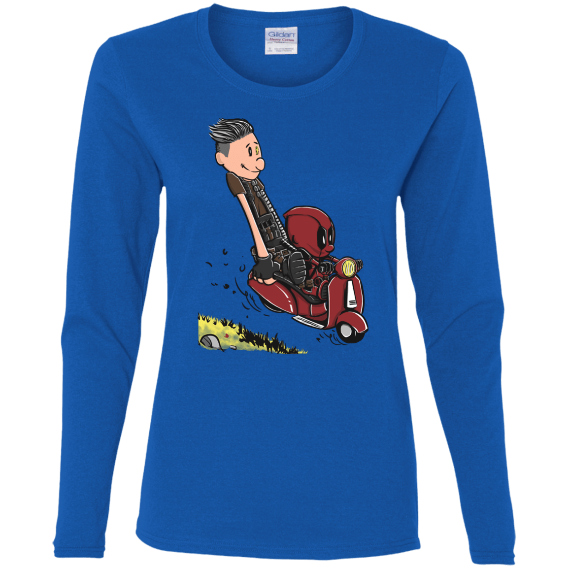 T-Shirts Royal / S Calvin & Deadpool Women's Long Sleeve T-Shirt