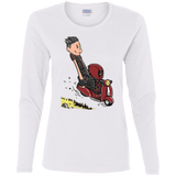 T-Shirts White / S Calvin & Deadpool Women's Long Sleeve T-Shirt