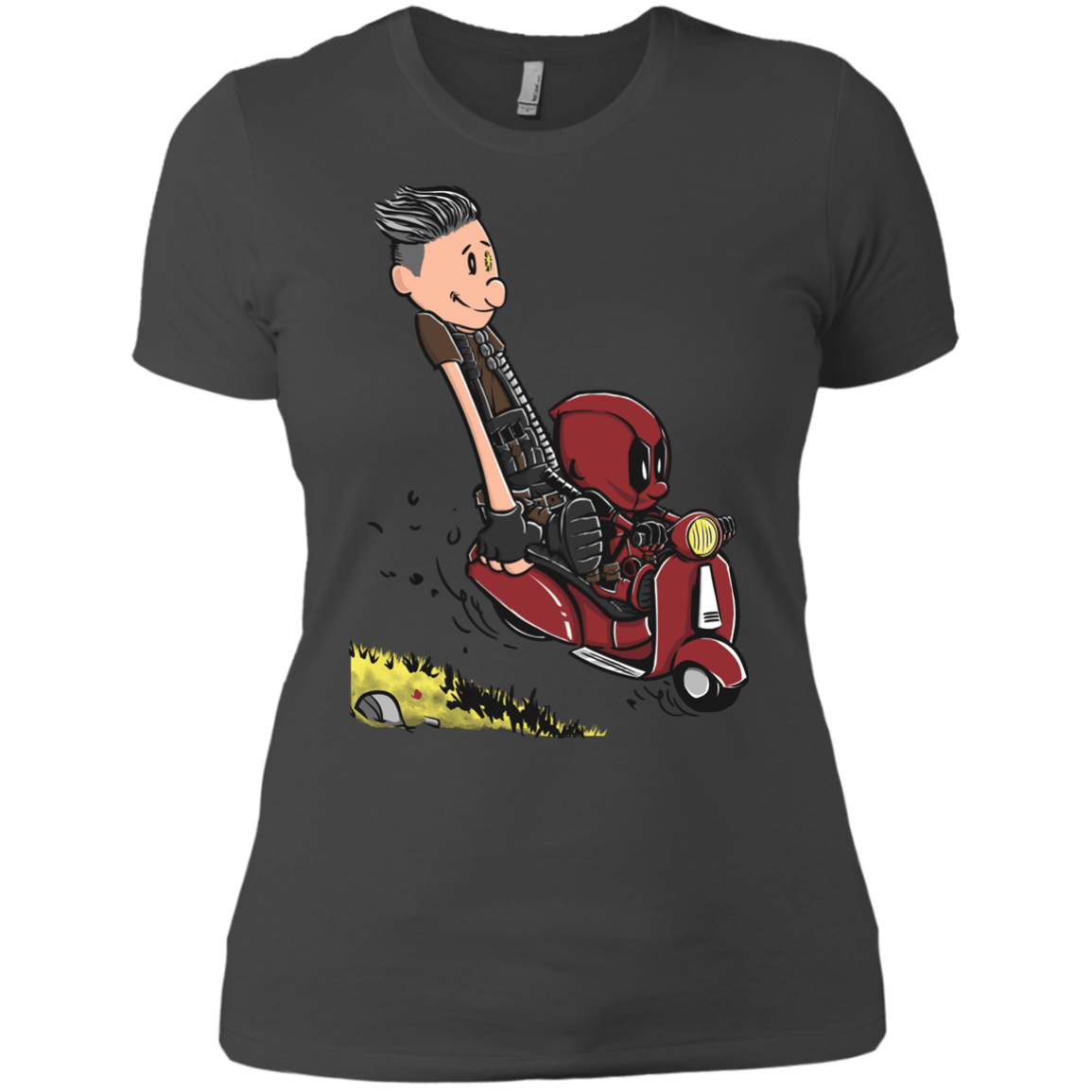 T-Shirts Heavy Metal / X-Small Calvin & Deadpool Women's Premium T-Shirt
