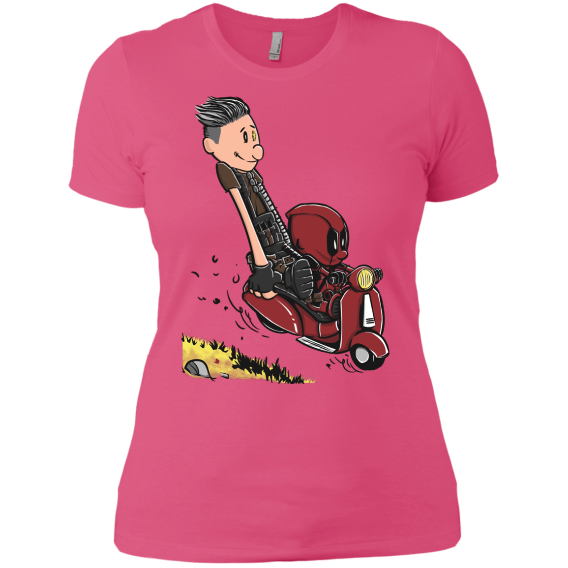 T-Shirts Hot Pink / X-Small Calvin & Deadpool Women's Premium T-Shirt