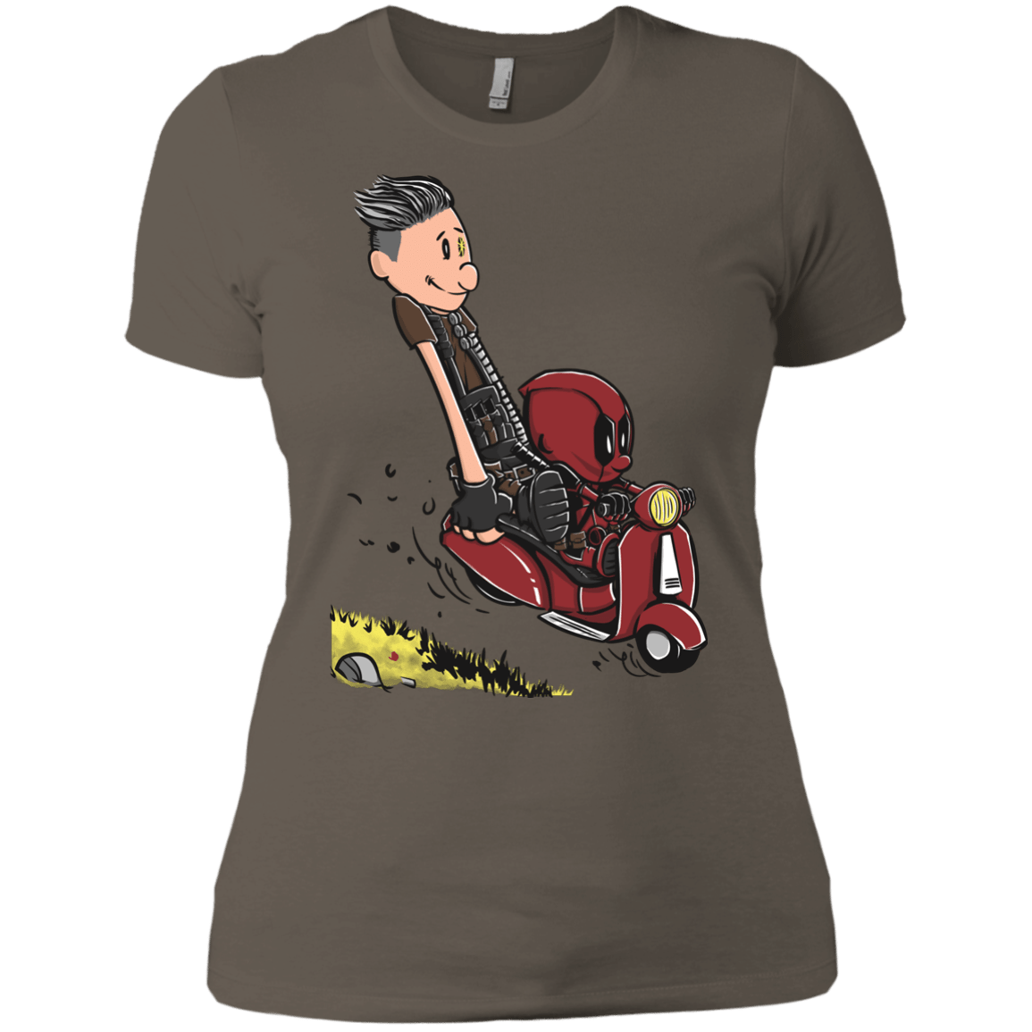 T-Shirts Warm Grey / X-Small Calvin & Deadpool Women's Premium T-Shirt