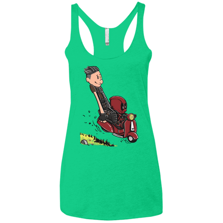 T-Shirts Envy / X-Small Calvin & Deadpool Women's Triblend Racerback Tank