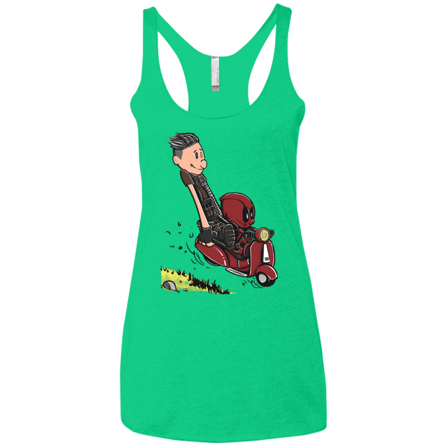 T-Shirts Envy / X-Small Calvin & Deadpool Women's Triblend Racerback Tank