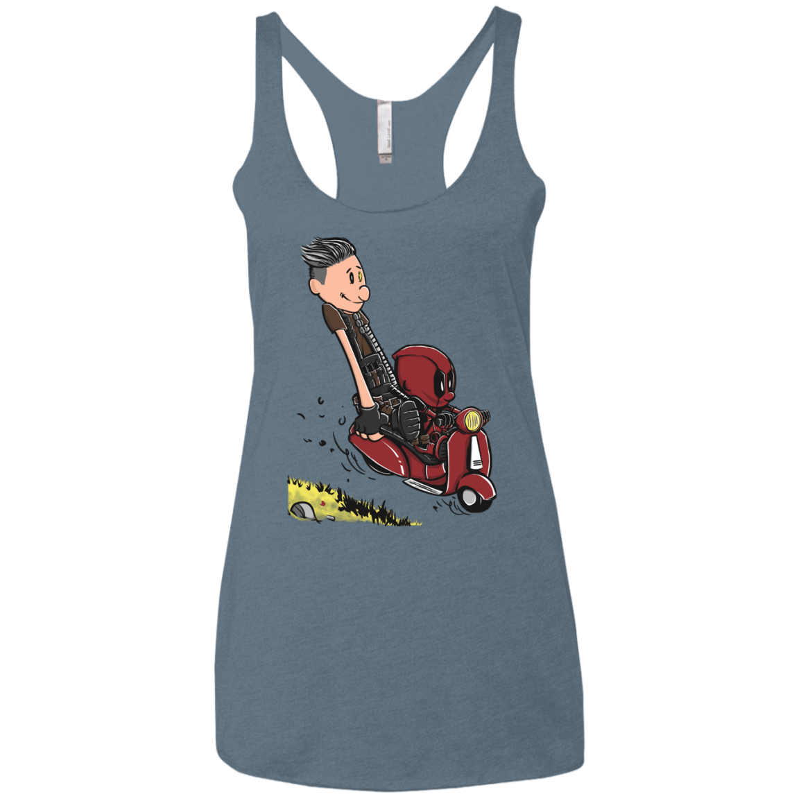 T-Shirts Indigo / X-Small Calvin & Deadpool Women's Triblend Racerback Tank