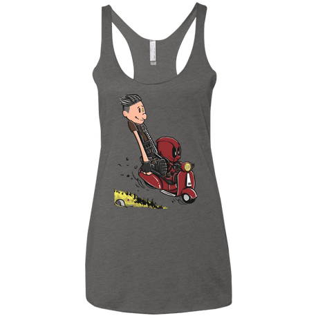 T-Shirts Premium Heather / X-Small Calvin & Deadpool Women's Triblend Racerback Tank