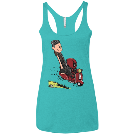 T-Shirts Tahiti Blue / X-Small Calvin & Deadpool Women's Triblend Racerback Tank