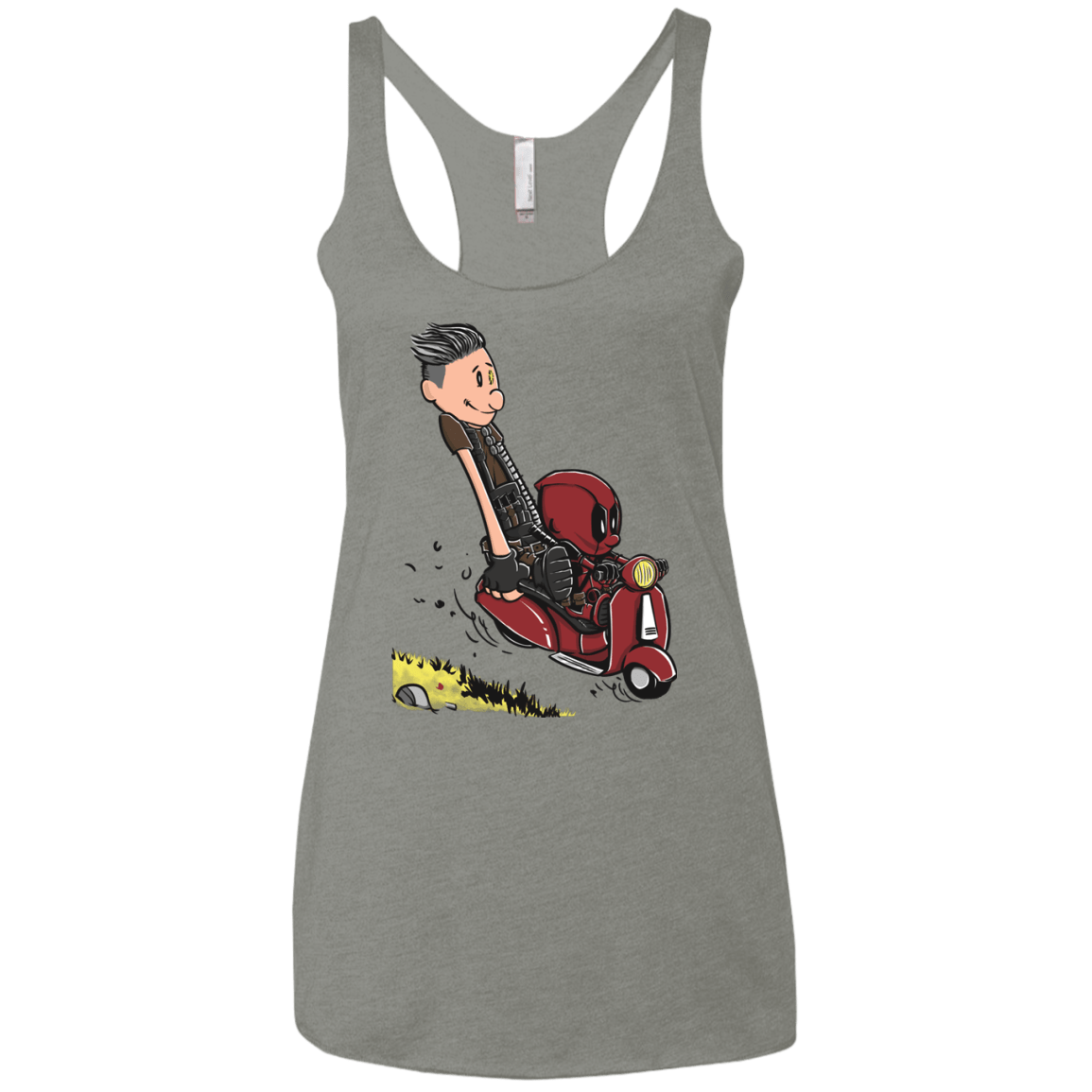 T-Shirts Venetian Grey / X-Small Calvin & Deadpool Women's Triblend Racerback Tank