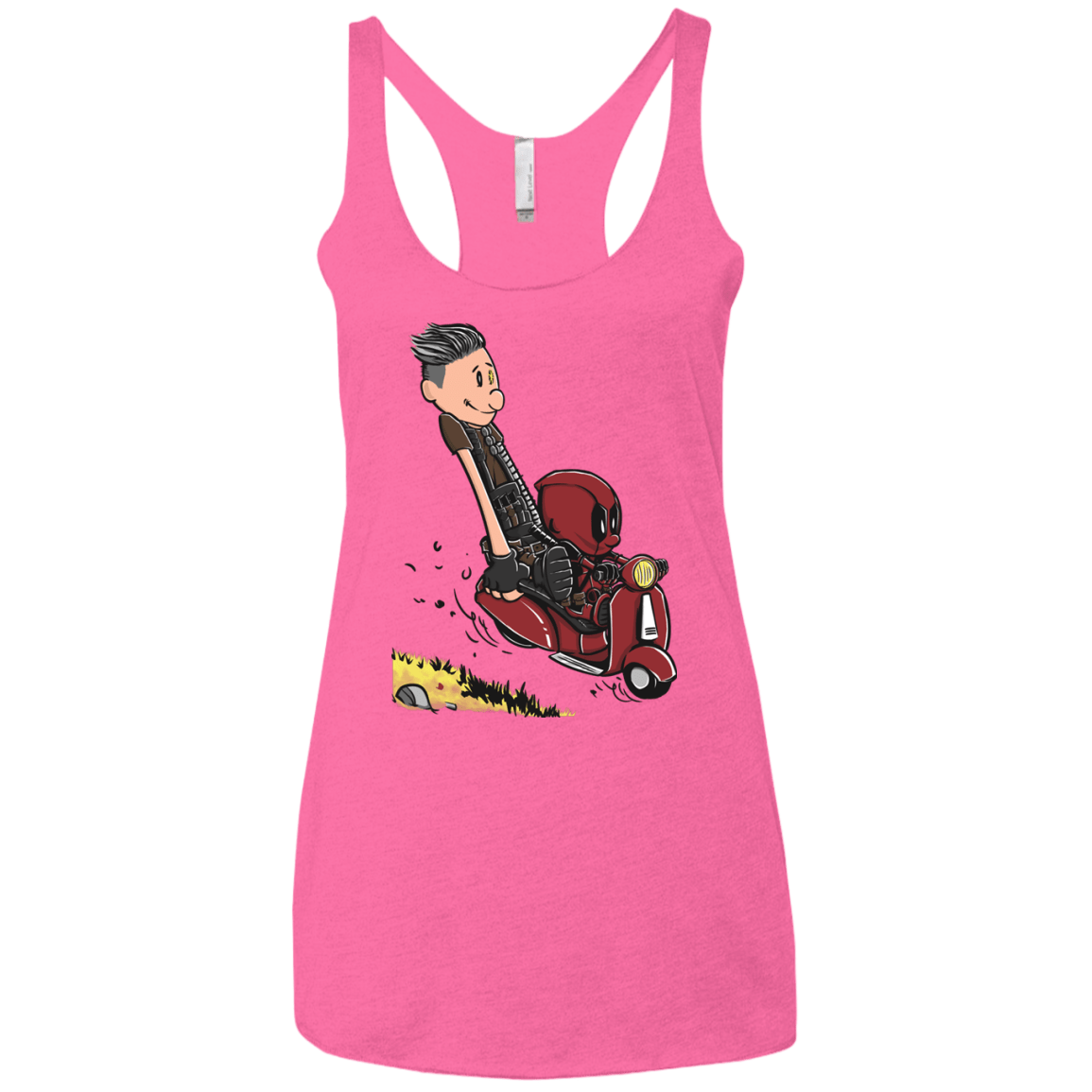 T-Shirts Vintage Pink / X-Small Calvin & Deadpool Women's Triblend Racerback Tank