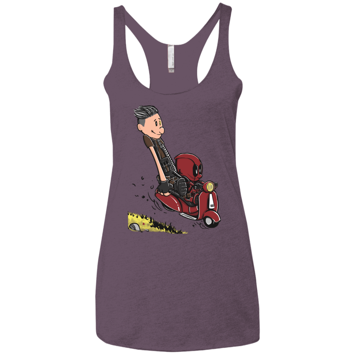 T-Shirts Vintage Purple / X-Small Calvin & Deadpool Women's Triblend Racerback Tank