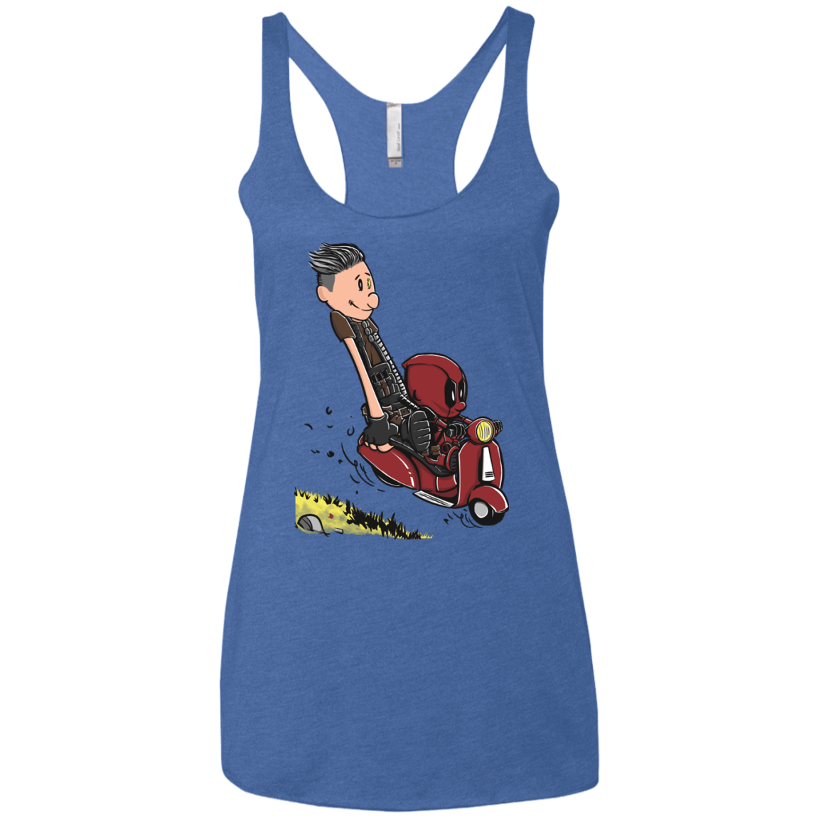 T-Shirts Vintage Royal / X-Small Calvin & Deadpool Women's Triblend Racerback Tank