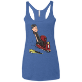 T-Shirts Vintage Royal / X-Small Calvin & Deadpool Women's Triblend Racerback Tank
