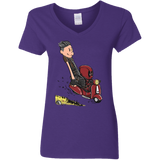 T-Shirts Purple / S Calvin & Deadpool Women's V-Neck T-Shirt