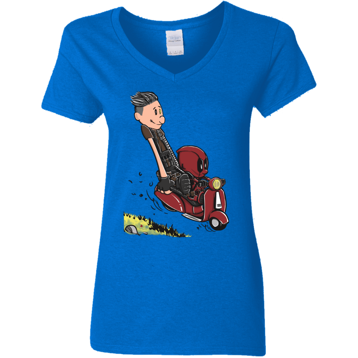 T-Shirts Royal / S Calvin & Deadpool Women's V-Neck T-Shirt