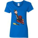 T-Shirts Royal / S Calvin & Deadpool Women's V-Neck T-Shirt