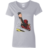 T-Shirts Sport Grey / S Calvin & Deadpool Women's V-Neck T-Shirt