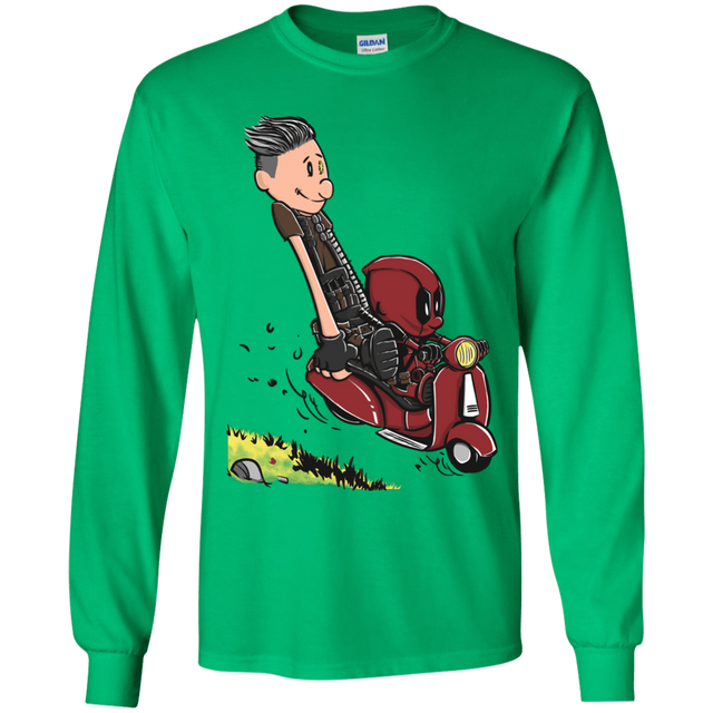 T-Shirts Irish Green / YS Calvin & Deadpool Youth Long Sleeve T-Shirt