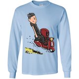 T-Shirts Light Blue / YS Calvin & Deadpool Youth Long Sleeve T-Shirt